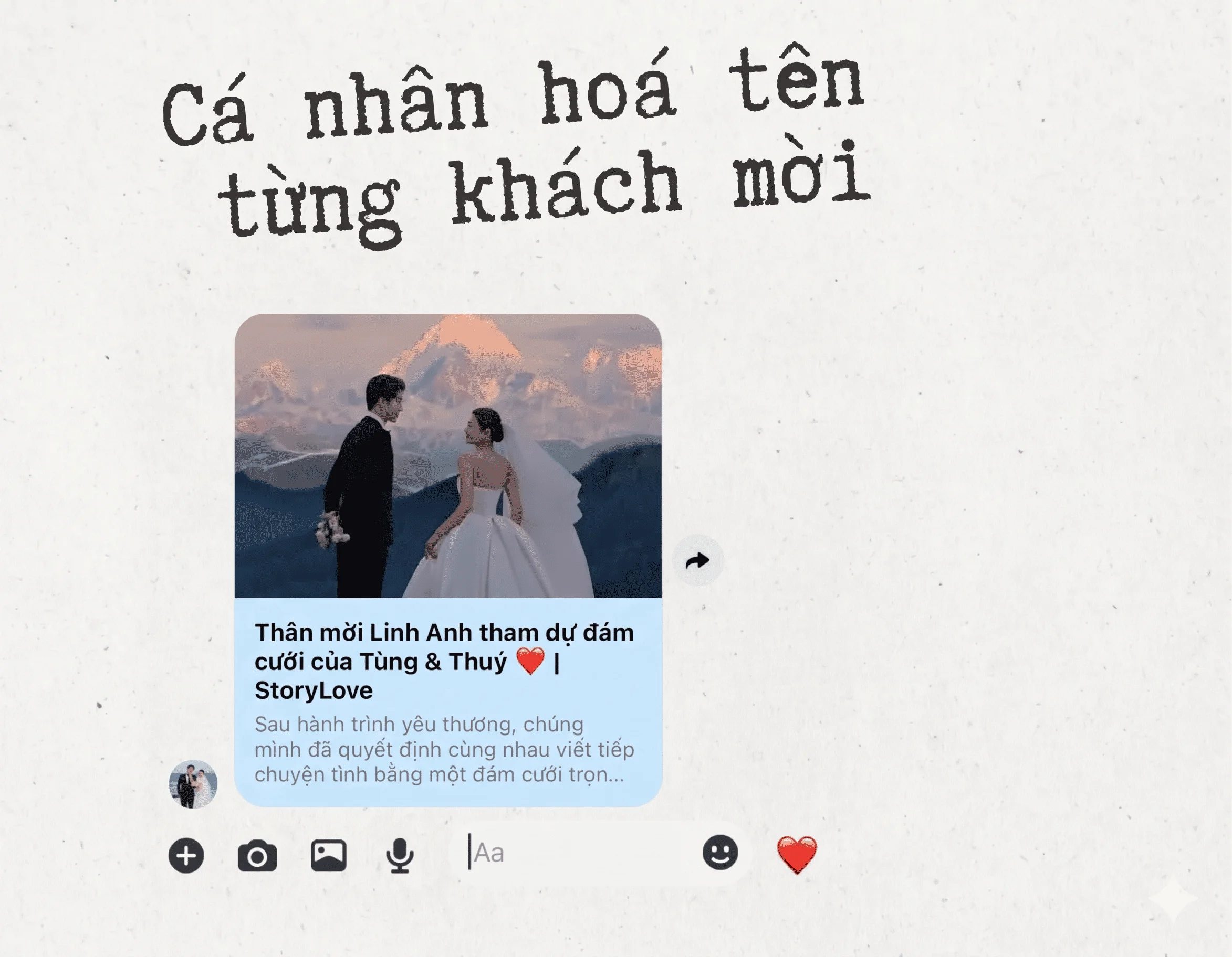 StoryLove tạo thiệp cưới online với tên khách mời